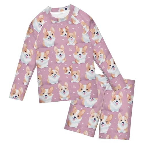 Dog Puppy Pug Animal Cute Baby Boys' Toddler Long Sleeved Rashguard Swim Bathing Suit Set B0402814