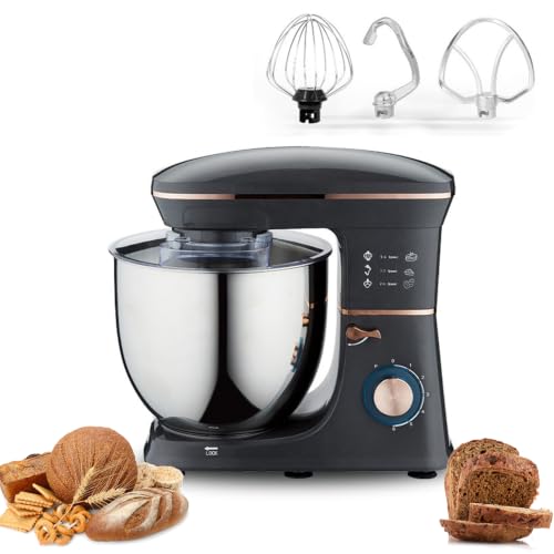Amasadora de Pie 11L 1400W, Batidora de Cocina de Cabeza Inclinable con Bol de Acero Inoxidable, Gancho para Masa y Batidor