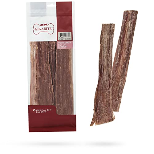 Image of GigaBite Beef Esophagus Dog Treats - Natural Gullet Sticks for Dogs, High Protein Single Ingredient Dog Chews, Rawhide Free Dental Dog Treats for All Dog Breeds - Strips (10 inch), Pack of 10