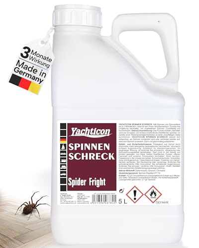 Yachticon Spinnen Schreck 5 Liter – Spinnenspray & Insektenspray – Natürliches Ungeziefer Spray mit Geraniol & Pyrethrum gegen Spinnen & Insekten – Für Terrasse, Boot, Wohnmobil, Haus & Garten