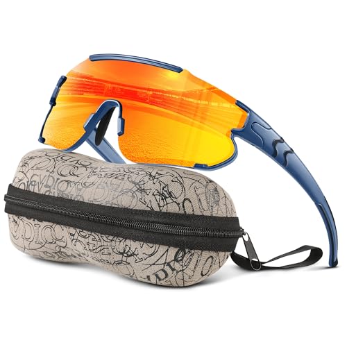 Kegrimi Kids Baseball Polarized Sunglasses: Sports Sunglasses for Boys Girls 3-12 Youth Sun Glasses for Cycling Running (darkblue frame red lens,64mm) by Kegrimi - Used condition - US$9.03