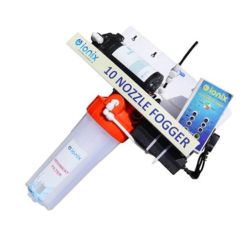 Image of IONIX Fogger Kit with 10 Nozzles Beat Pollution PM 2.5 Restaurants, for Dairy Farms,Cafes, and Outdoor Spaces - High-Pressure Misting System for Cooling, Humidity Control, and Dust Suppressions
