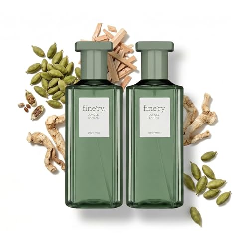 Image of Fine'ry Jungle Santal Hair + Body Fragrance Fine Mist Spray | Earthy Woody Scent with Papyrus Wood, Indian Cardamom, Black Oolong Tea, Vegan & Cruelty-Free, Long-Lasting | 5 Fl Oz (Pack of 2)