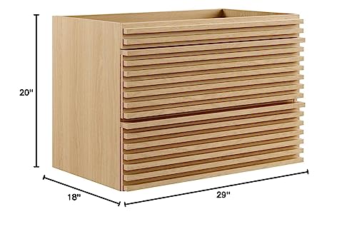 Modway Render 30" Wall-Mount Bathroom Vanity In Oak-Sink Basin Not Included, 30 Inch #TOP6