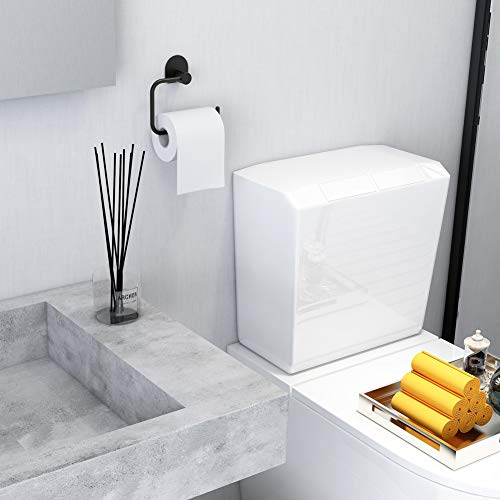 Storking Toilet Paper Ring Holder Matte Black Single Post Ring For Bathroom Accessories Kitchen Modern Square Toilet Paper Roll Holder Wall Mount Heavy Duty Bath Towel Rack Hardware Simple Steel #TOP5