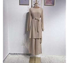 Islamic Clothing Abaya Dubai Muslim Tops Ensemble Femme Musulmane 2 Pieces Pantalon Oman Pakistan Turkish Islamic Clothing Women Hijab Dress Set Apricot Set Xl Buy Online At Best Price In Uae