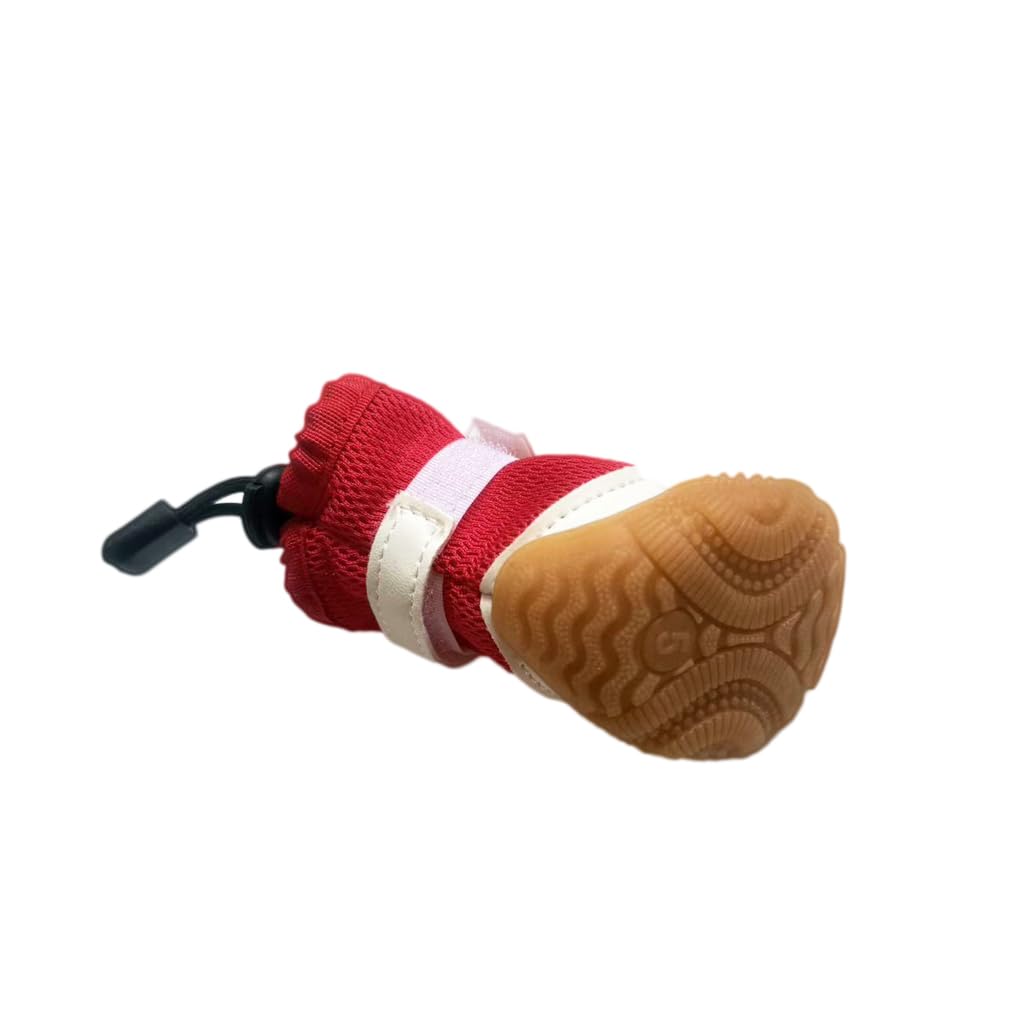 Leconpet Bottes pour chien - Chaussures hautes en maille avec sangle autocollante - Semelles antidérapantes pour petits chiens - Rouge - 3