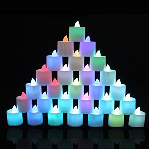 Lampe Tactile sans Fil Salon La Mini lumière électronique colorée Romantique de Bougie décorent pour la lumière LED de Partie CF LED Lampe De Chevet Bois Naturel (Colorful, One Size) Cover