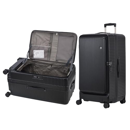 Image of Kaleenie 29 Inch Aluminum Checked Luggage with Side Opening Zipper, 40 * 37 * 77cm, 113L, Lightweight Hardshell ABS+PC Suitcase with TSA Lock, 360 Universal Wheels, Black
