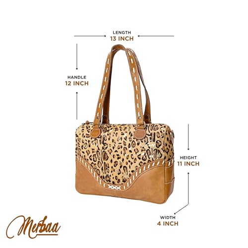 Image of Merbaa Leopard Print Tote Purse - Designer Shoulder Handbag for Women - Elegant Animal Pattern Bag