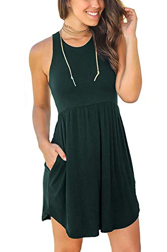 Longyuan Womans Casual Tank Dress Work Dresses Cool Beach Sundress 2Xlarge Dark Green #TOP1