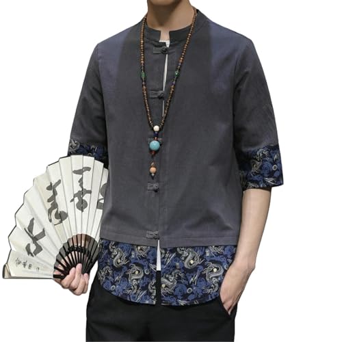 Chemisier col montant homme en lin léger anti-transpiration été