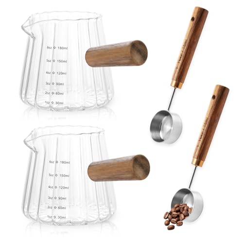 Set of 2 Espresso Shot Glasses, FHDUSRYO 6oz Cups with Measuring Spoons, V-Shape Mouth Cups for Coffee Lovers, Includes Milk Frothing Pitcher - Image 8