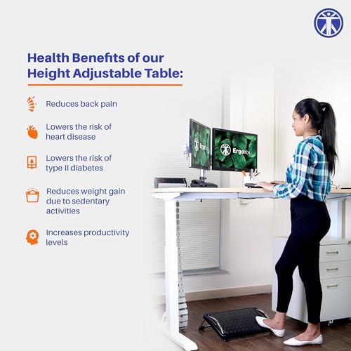 Image of ErgoYou - Electric Height Adjustable Standing Table - Dual Motor 3 Stage - Ergonomic Sit Stand Computer Desk (E15 Series, Only Frame | No Table Top)