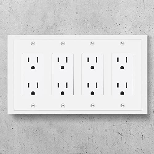 Modern Edge Decorative Wall Plate Switch Plate Outlet Cover, Durable Solid Zinc Alloy (Quad Decorator, White) #TOP3