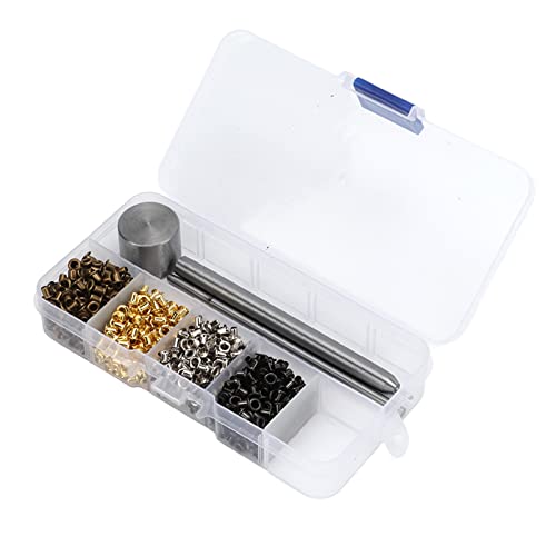 Yosoo Health Gear 800 Pcs Grommet Kit, 2mm Mini Metal Eyelets in 4 Colors, with Installation Tool Kit and Storage Box for Leather, Shoes, Bags, Belts, DIY Crafts by Yosoo Health Gear - Used condition - CA$13.27