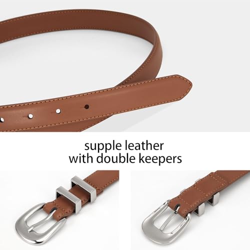 Genuine Leather belts for Women, Fashion Waist Belt for Jeans Pants Dresses with Gold Buckle, Casual Belt2