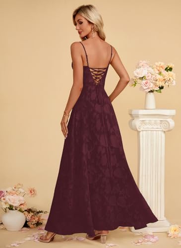Image of Women's Elegant Wedding Guest Dress Spaghetti Straps Slim Fit Floral Sleeveless Formal Dress Maxi Evening Party