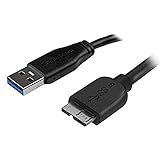 StarTech.com 2m 6ft Slim USB 3.0 A to Micro B Cable M/M - Mobile Charge Sync USB 3.0 Micro B Cable for Smartphones and Tablets (USB3AUB2MS)