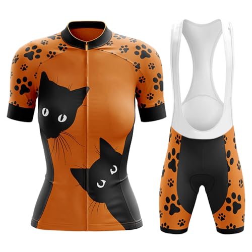 Abbigliamento Ciclismo Donna Estivo Completo Bici MTB Maglia Ciclista Manica Corta,Maglietta Bicicletta e Salopette Pantaloncini con 19D Gel Imbottiti,Tuta Ciclo Asciugatura Rapida Traspirante|C1,S