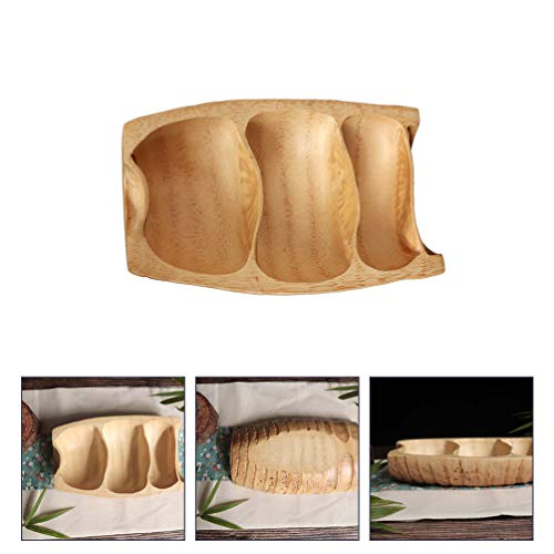 HEMOTON Bandeja de madeira para servir com compartimento, recipiente para doces e porcas, bandeja pa