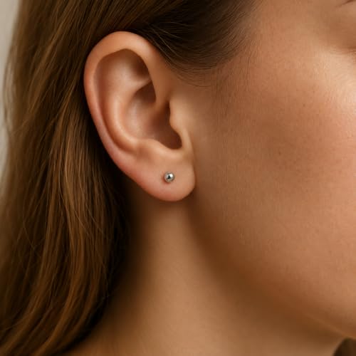 Image of 925 Sterling Silver 18K Gold 1 Micron Plating Dot Stud Earrings for Women & Girls | Lightweight & Tarnish Resistant