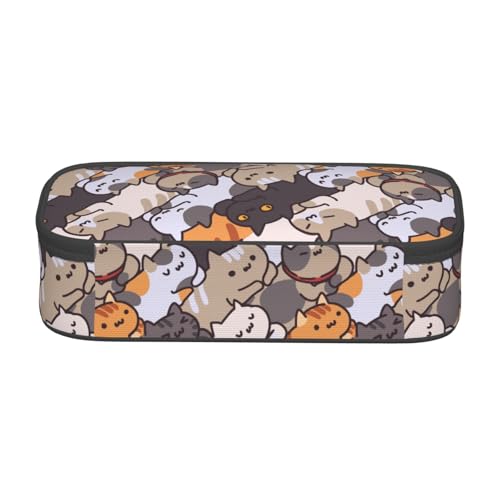 Image of Cat Cartoon Face Pencil Case Organizer Big Capacity Pencil Pouch Stationery With Zipper School Supplies Pencil Bag For Girls Boys Office