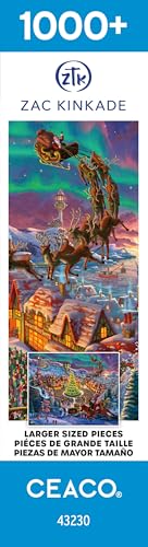 Puzzle CEACO Zachary Kinkade Santa's North Pole Grande - 1000 piezas, hecho en USA, tablero reciclado, tamaño terminado 26.6 x 19 pulgadas, incluye póster miniatura 7