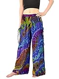 Orient Trail Women's Tie-dye Wide Leg Pajama Dance Yoga Pants Medium/Large Sea Blue