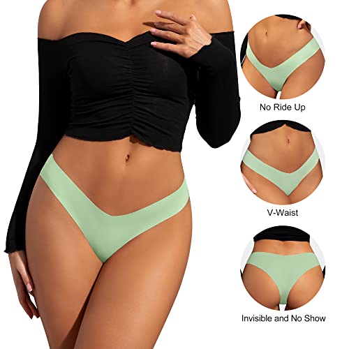 Image of DEANGELMON Women Seamless Bikini Cheeky Underwear Invisible No Show Panties V-Waist Hipster Ladies Soft Stretch Multi Pack