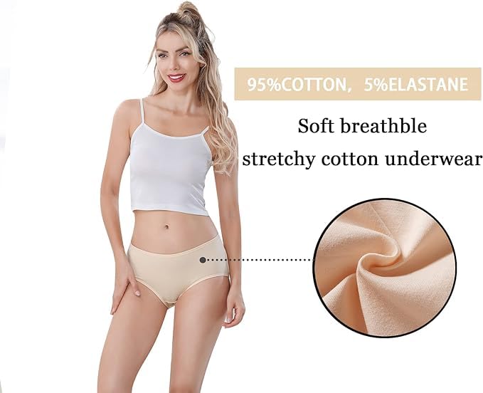 Image of LOURYN KOULYN Women's Breathable Cotton Underwear Hipster Panties for Daily Comfort 4-Pack