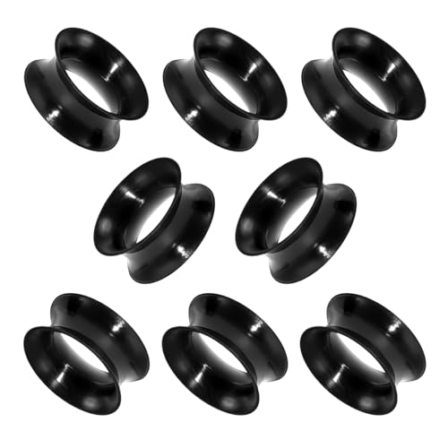 XIMAX 8PCS Ear Gauges Ultra Thin Soft Silicone Flexible Gauge Ear Tunnels 8g-1" Plugs Double Flared Flesh Stretchers Expander Black Clear Piercing Jewelry for Women Men