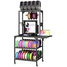 3D Printer Stand, Mobile 3D Printer Table Stand with Filament Storage Rack, T-Shaped Spool Holder, Foldable Auxiliary Panel, 3D Printer Filament Storage Rack for Studio Office Storage