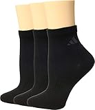 adidas Women's Cushioned Quarter Socks (3-Pack), Black, One Size