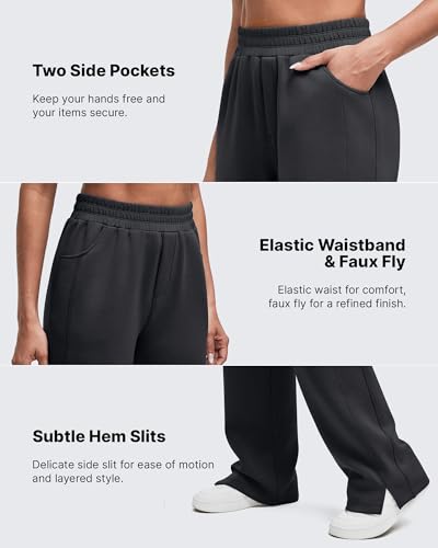 G4Free Smoofit Modal Soft Women Wide Leg Sweatpants High Waisted Side Slit Casual Pants with Pockets Petite/Regular/Tall2