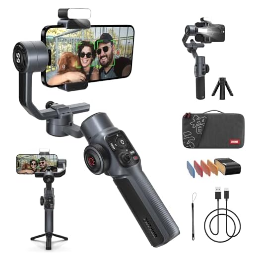ZHIYUN Smooth-5S Combo [Officieel] iPhone 3-assige gimbal stabilisator met magnetische lichten, smartphone gimbal met statief, mobiele telefoon stabilisator voor FilmIC Pro, vlog,