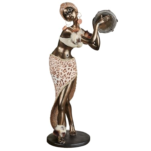 Touch of Class Zilla African Woman Dancing Table Sculpture Bronze 7.5 in Wide x 5 in deep x 15 in high