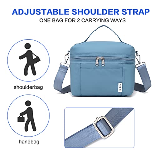 Image of NOL Natural Organic Lifestyle Small Insulated Lunch Bags for Women Cooler Bag Lightweight Nylon Waterproof Lunch Box For Work (Small, Dusty blue)