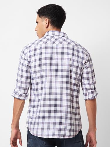Image of Spykar Men's Regular Fit N /A Full Sleeve Checked Casual Shirts