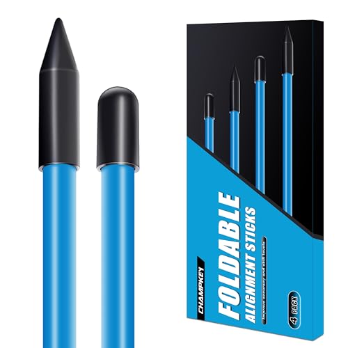 CHAMPKEY Premium Foldable 40 Golf Alignment Sticks 4 Pack - Posture Correction and Shot Accuracy Golf Training Aid (Blue)