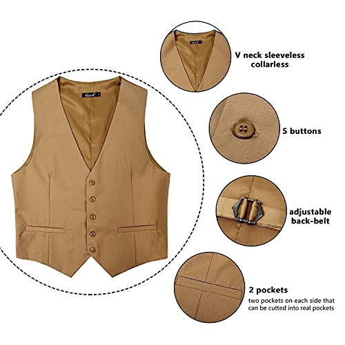 Image of Alizeal Mens Classic Solid Suit Vest Regular Fit Tuxedo Waistcoat | Classic for Wedding Business Daily Wear Wedding