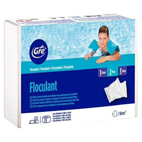 Gre 76044 - Cartuchos de floculante, acción clarificadora del Agua de Piscina. Tratamiento para Piscinas de todo Tipo. 1 kilo, cartuchos 125 gramos.