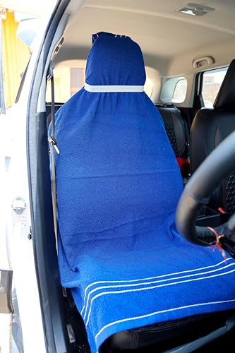 Image of ROMAN HOME 100% Superfine Cotton Solid Large Luxury Office Chair Towel with Tie Knot 450 GSM - (Pack of 1) Original Product AS PER Picture Shown (1, car Blue)