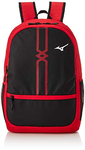 バックパック リュックサック スポーツ用 男女兼用 部活 通学 PCポケット 再帰反射 33JD1201 ブラック/レッド