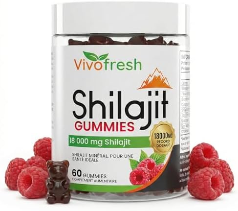 Shilajit Pur Himalaya 18000mg | 60 Gummies Haute Dose | Énergie P...