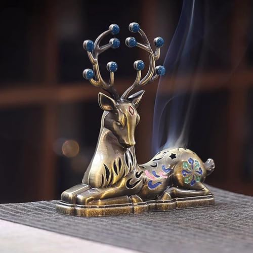 Elk Incense Holder Burner with Detachable Ash Collector -Incense Holder for Sticks Brass Multi-Fuel Altar for Meditation Yoga, Spiritual Studio Essentials, Zen Space Decor — view 4