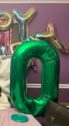 Image of Number Balloons Green 7 Balloon 40 inch for 7 Birthday Party Decorations | Saturated Color, Large 40 in, With Inflation Straw & Hanging Hole, For Back-To-School Season, Forest Picnic Party, Christmas