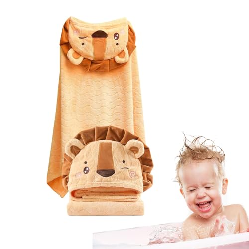Samuliy Toalla con capucha para niños pequeños, toalla de baño con diseño de animales, toalla de playa con capucha, toalla de ducha absorbente para niños menores de 6 años