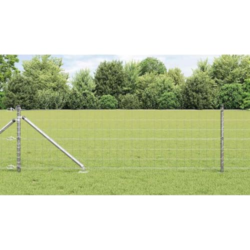 Valla de jardín 0,8 x 25 m en malla de acero con postes plateados y accesorios 3