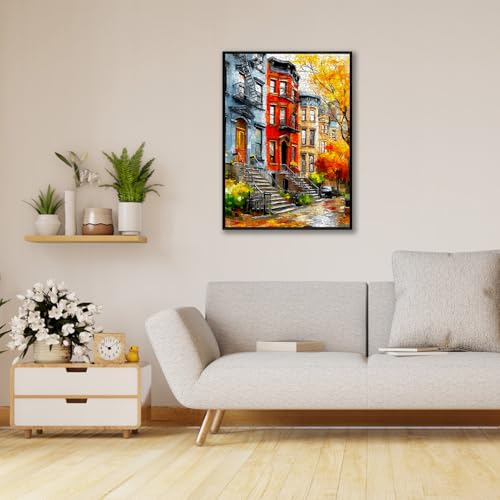 Autumn NYC Brownstone Puzzle de 1000 Piezas para Adultos | Escena Colorida de Casa Urbana, Tamaño Final 27.5" x 19.7", Rompecabezas de Arte Urbano Desafiante miniatura 2